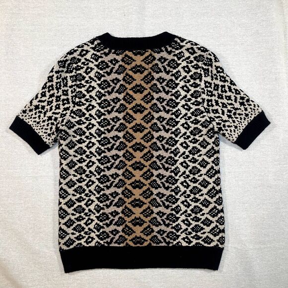 Maeve | Elinore Short Sleeve Animal Print Wool Blend Sweater | XS - Picture 3 of 9